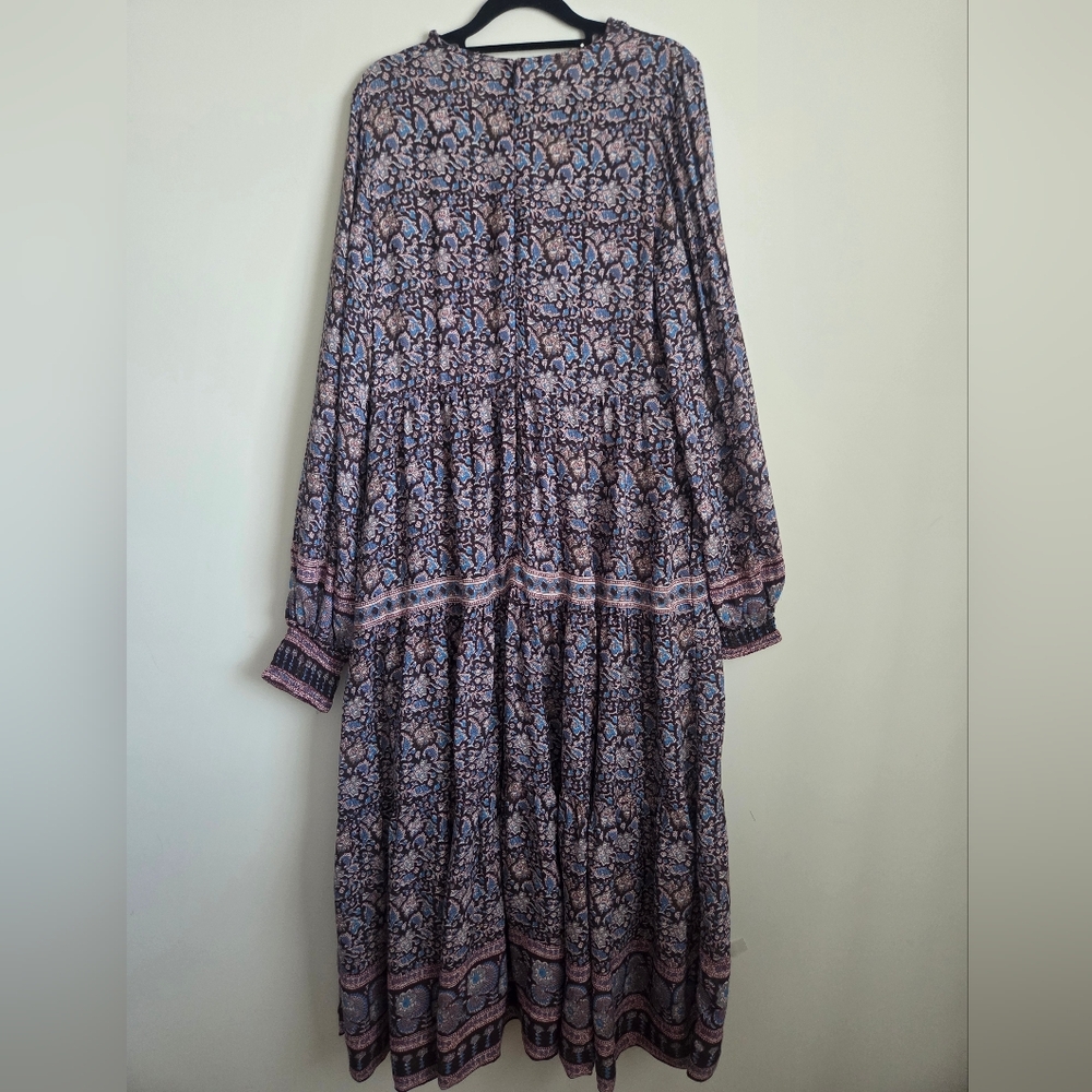 Sea New York Amaki Lilac Whimsical Cottagecore Bohemian Floral Maxi Dress L Bx22 - Picture 11 of 16